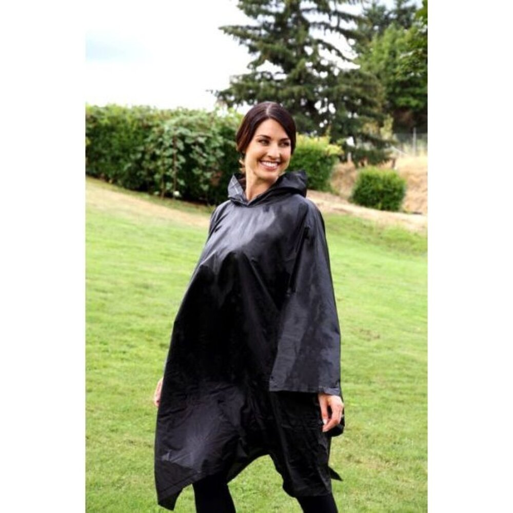 Women's Hooded Rain Poncho, One Size in Blue
